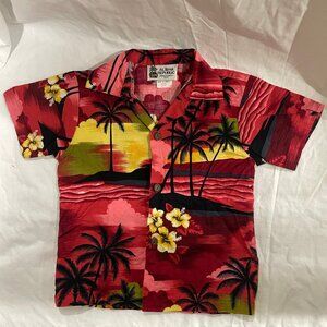 ALOHA REPUBLIC boys HAWAIIAN Shirt Sz 3-4 Made in Hawaii, USA 100% Cotton